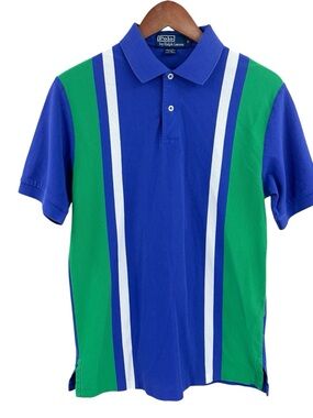 POLO RALPH LAUREN Polo Shirt Pima Cotton Vintage Blue Green